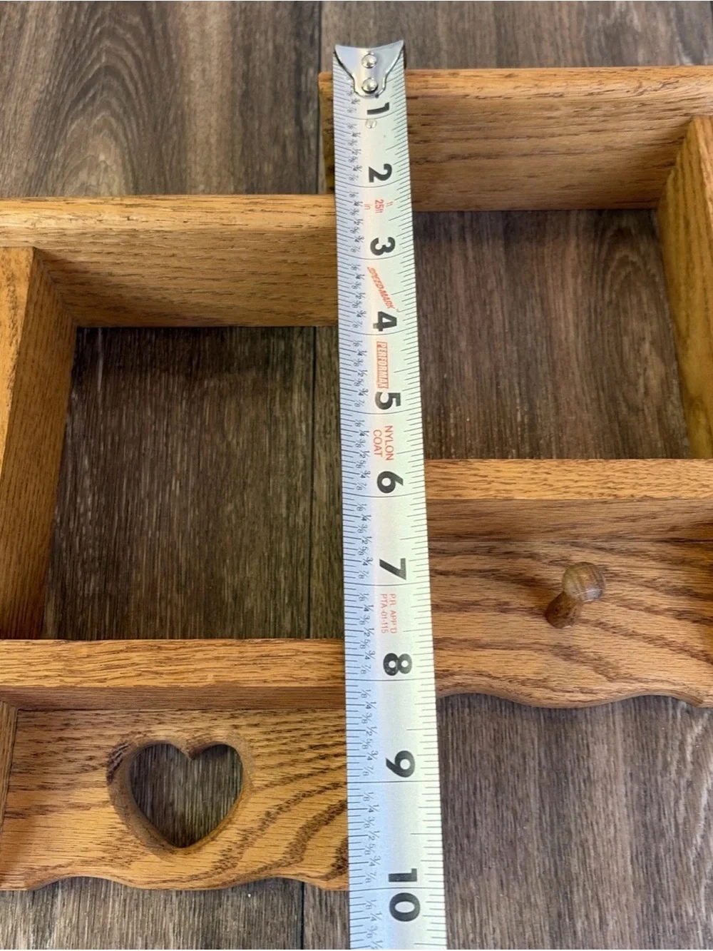 Vintage 2 Tier Step Wood Display Wall Shelf Heart Cut Out Cubby Box Knick Knack